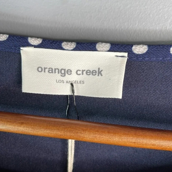 ORANGE CREEK / Pinkblush NWT Maternity Post Bump Dress Navy Polka Dot Tier S - Picture 8 of 11